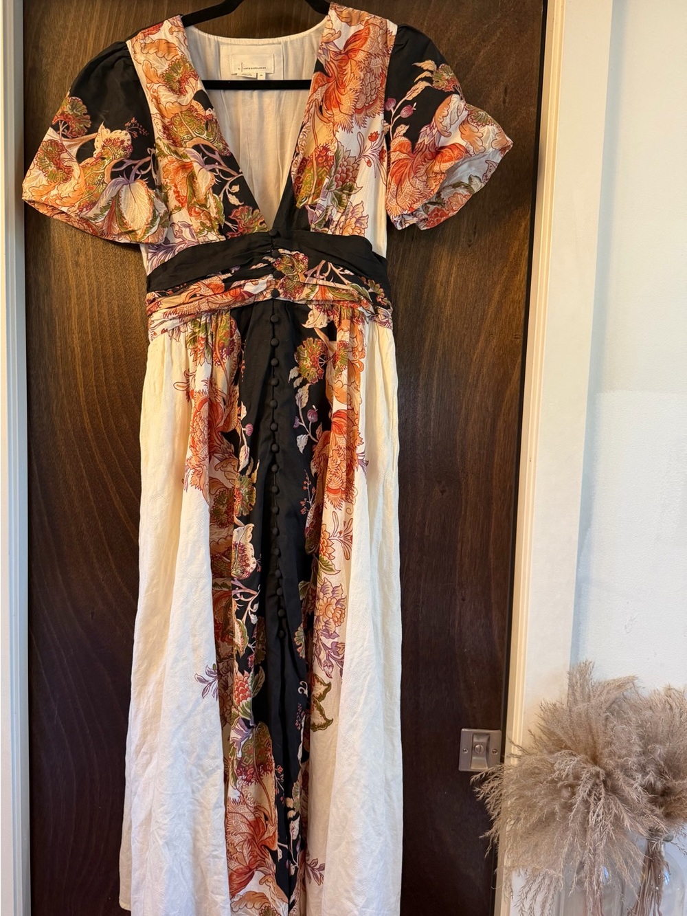 Anthropologie Cream and Black Floral Maxi Dress - Picture 9 of 15